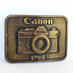 Vtg 70&rsquo;s Canon FTb Camera Belt Buckle Brass Tone Photography Accessory Retro 822