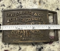 Vintage Levi Strauss & Co Belt Buckle Original Riveted Clothing Gunmetal USA.