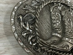 Vintage 1970s Solid Pewter Design Cowboy Cowgirl Western Boots Belt Buckle USA