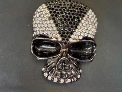 Skull Head Clear Bling Rhinestone Gothic Punk Figural Belt Buckle Missing Stone
