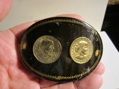 DOUBLE DOLLAR COIN BELT BUCKL 1979 AND 1980 LACQUER THICK BUCKLE – GW-26