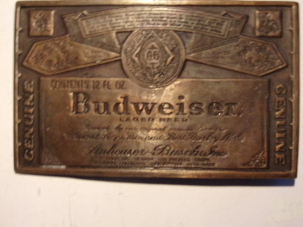 Collectible Budweiser Lager Beer Belt Buckle – EXC – $11 s/h
