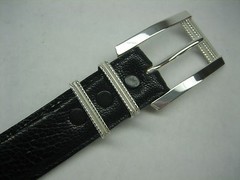 Sterling silver 925 buckle 2 loops w/Genuine Ostrich 30 mm belt shantpeter U.S.A
