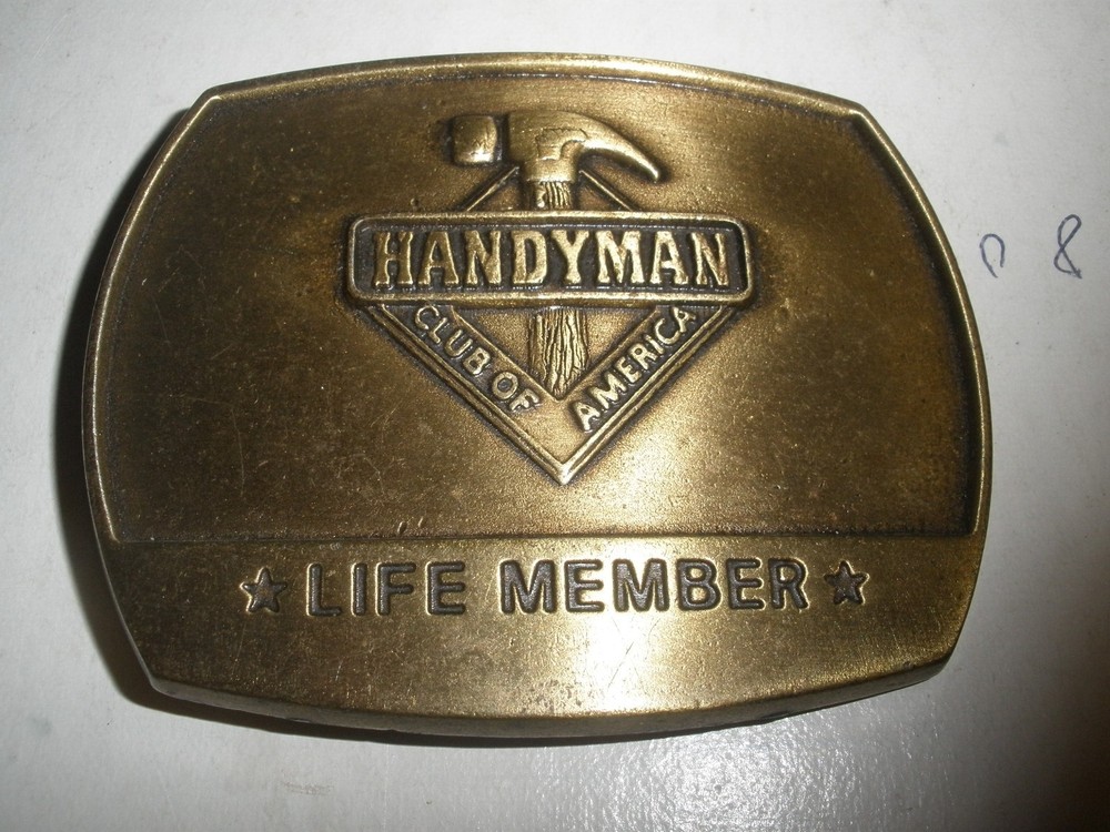 Belt Buckle HANDYMAN CLUB OF AMERICA LIFE MEMBER 3&Prime; x 2.5&Prime;