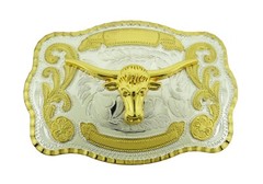 Bull OX Belt Buckle Gold Silver Metal Western Cowboy Rodeo Skull Riding Riders
