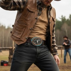 Men Dark Silver Metal Belt Buckle Western Fashion Bull Long Horn Rodeo Cowboys