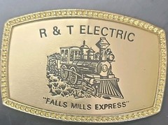 R&T Electric Gold Metal Rectangular Train Industrial Belt Buckle for Men