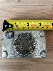 Vintage Silver Small Handmade Mexican Peso 1965 Belt Buckle Stamped