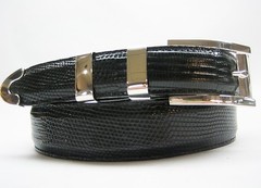 Sterling silver buckle 2 loops and tip set 41 g w/Genuine Lizard-1-1/4 to 1&Prime;belt