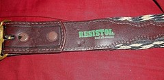 VINTAGE FIREMEN NEED LOVE TOO BRASS BELT BUCKLE WITH RESISTOL BELT SIZE 44