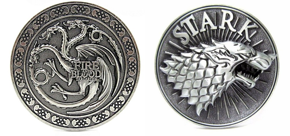 Game of Thrones Themed Metal Enamel Set of 2 Belt Buckles