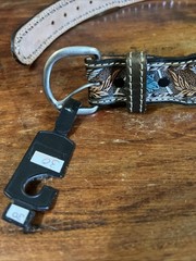 Handmade Patriotic Western Belt 30-Eagles-Brn/White-Blue-Stitches-Buckle-Leather