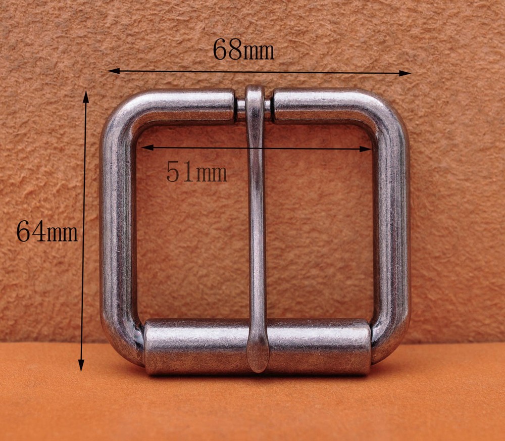 2&Prime; (51mm) Mens Roller Belt Buckle Heel Bar Leather Belt Buckles Antique Silver