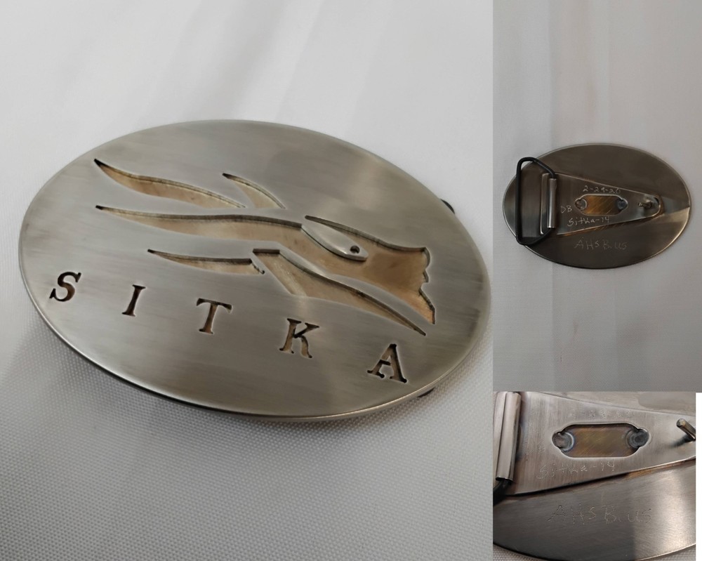 Sitka Prototype Belt Buckle Stainless Steel 4&Prime; Laser Cut Signed 2/29/2020 #J4665