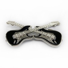 Vintage Style Black Color Enamel Guitar Music Belt Buckle for Adult Unisex