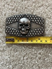 Men’s Chrome Skull belt buckle chrome/ black statement piece