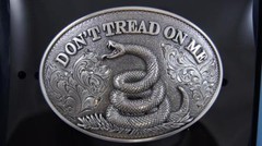 Nocona Western Belt Buckle DON&rsquo;T TREAD ON ME Snake Silver Tone 37109