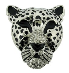 Leopard Panther Big Cat Jaguar Belt Buckle Vintae Rare Design Black Silver Metal