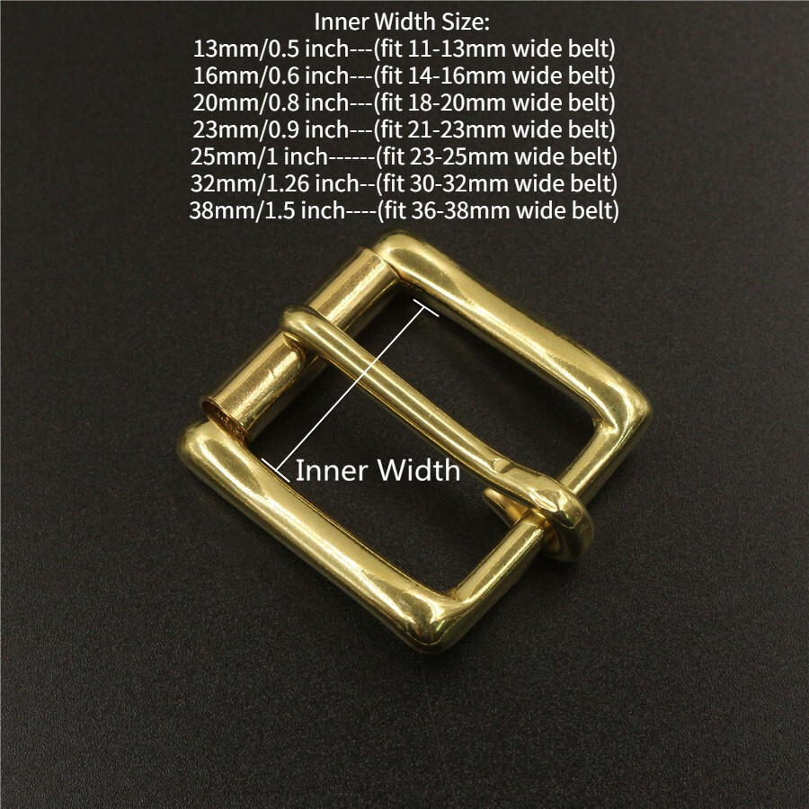 2PCS Heavy Duty Solid Brass Roller Belt Buckle Replacement Inner Wide