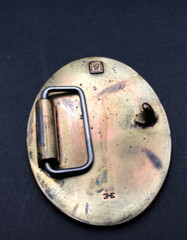 Belt Buckle, Bergamot Brass Work Vintage Peace Belt Buckle, Made In USA