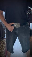 “Lone Star Reliquary” Belt Buckle Handmade 4×3 Leather back OOAK Darren McNeese