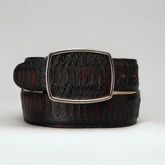 Men’s Viper Python Tribute Leather Metal Buckle Cowboy Belt – Lava