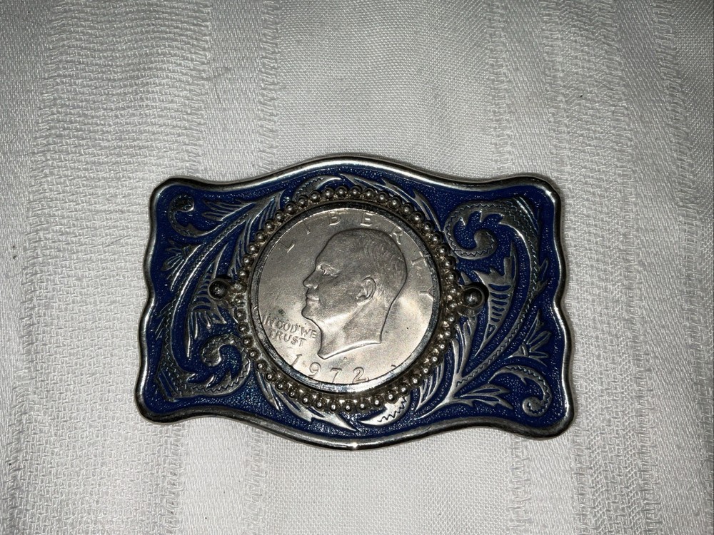 Vintage 1776-1976 Bicentennial Eisenhower Dollar Coin Denver Mint Belt Buckle