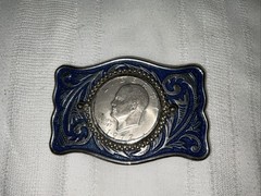 Vintage 1776-1976 Bicentennial Eisenhower Dollar Coin Denver Mint Belt Buckle
