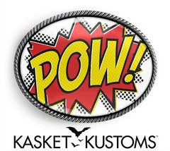 POW Belt Buckle – Comic Book Sci-fi Fantasy Handmade Silver Oval Buckle – 292