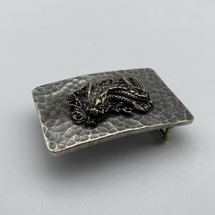 Vintage Old Silver Buckle,Mythology Dragon Fish- Auspicious Beast,Belt Hardwares