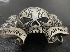Harley-Davidson “Sugar” Willie G skull belt buckle .#HDWBU10450.Silver plaited