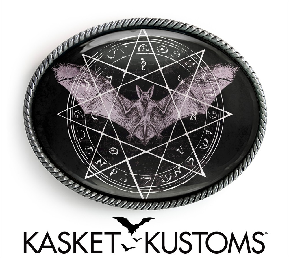 Occult Bat Belt Buckle – Gothic Esoteric Pentagram Symbol Handmade Buckle – 821