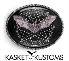 Occult Bat Belt Buckle – Gothic Esoteric Pentagram Symbol Handmade Buckle – 821