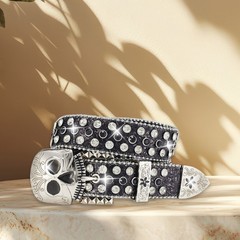 Skull Buckle Belt Hiphop Rockers Belt Eye Catching Western Waistbelt for Adults
