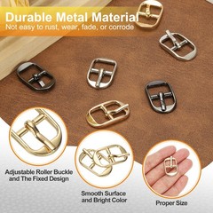 6 Pcs 0.5 Inch Single Prong Buckles Oval Center Bar Buckles, Gold Tone