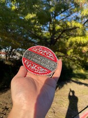Western Buckle Silver Black Red Cowboy 4×3 for 2 » Hooey Buckle Hebilla Vaquero