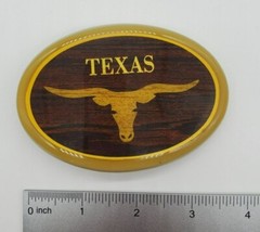 Texas Platemaster Oval Belt Buckle Wood Inlay on Acrylic