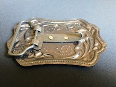 VTG Bowing Horse End Of Trail Copper Tone W Gold Horse Belt Buckle Men&rsquo;s Ornate