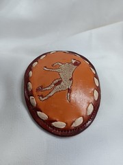 Vintage Nocona Leather Belt Buckle Pointer Hunting Dog Brown