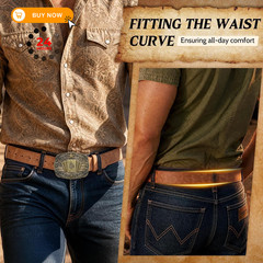 SANSTHS Cowboy Belts for Men Women – 30&Prime;-34&Prime; Waist Adjustable, Pu Brown/Poker