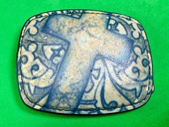 Large Cross Print Religious Christian Faith Symbol Leather On Metal Belt Buckle