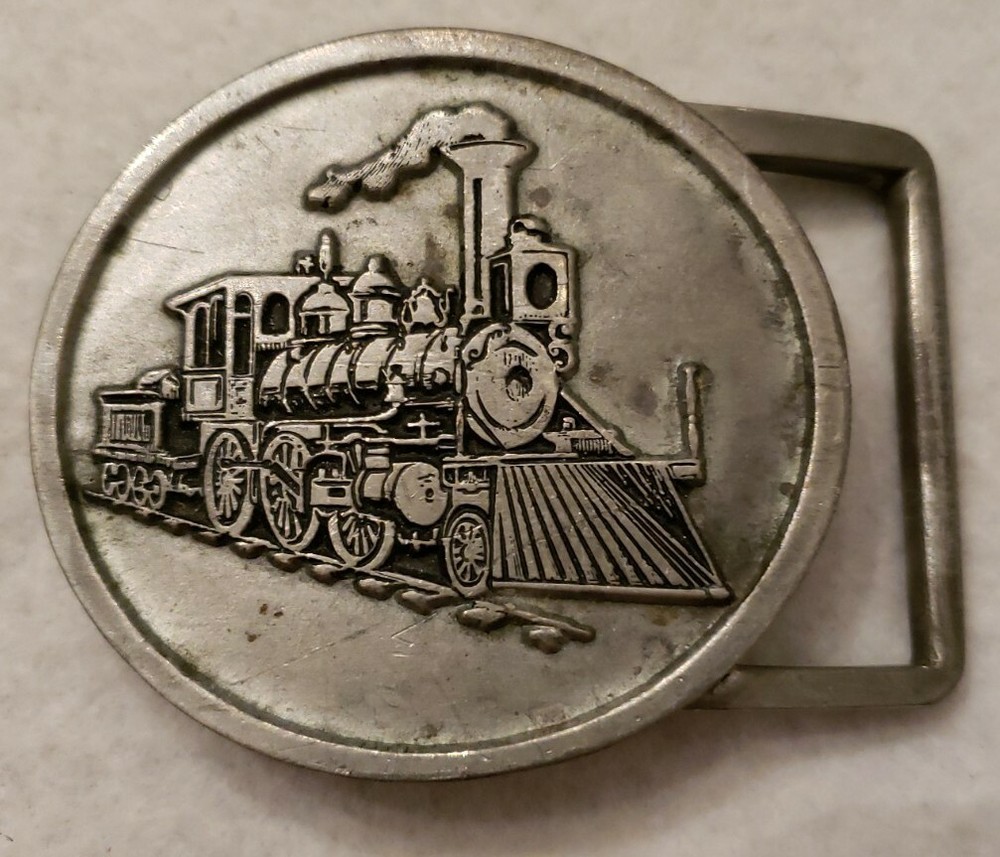 Pewter Designs Belt Buckle USA Steam Engine Locomotive Train Engine