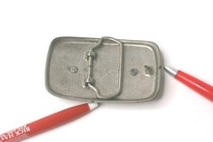Western Belt Buckle Basket Weave Portrait Stone Insert Silver Tone Vintage