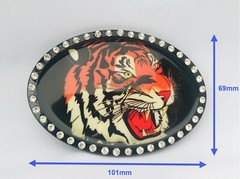 Belt Buckle Tiger Fits 40mm Belt Tiger King Bling Black Biker Western Cowboy