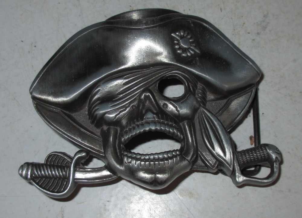 Pirate Skeleton Solid Fine Pewter Belt Buckle Swords Used Skull Pirates Apparel