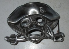 Pirate Skeleton Solid Fine Pewter Belt Buckle Swords Used Skull Pirates Apparel