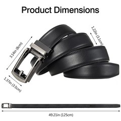 Tienyuu Men&rsquo;s Leather Dress Belt – Ratchet with Comfort One Size, Black