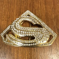 DC Comics Superman Gold Rhinestone Men&rsquo;s Metal Belt Buckle Interchangeable