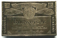 Budweiser 12 oz Beer Label Belt Buckle c1970s Anheuser Busch 3 5/8&Prime;w