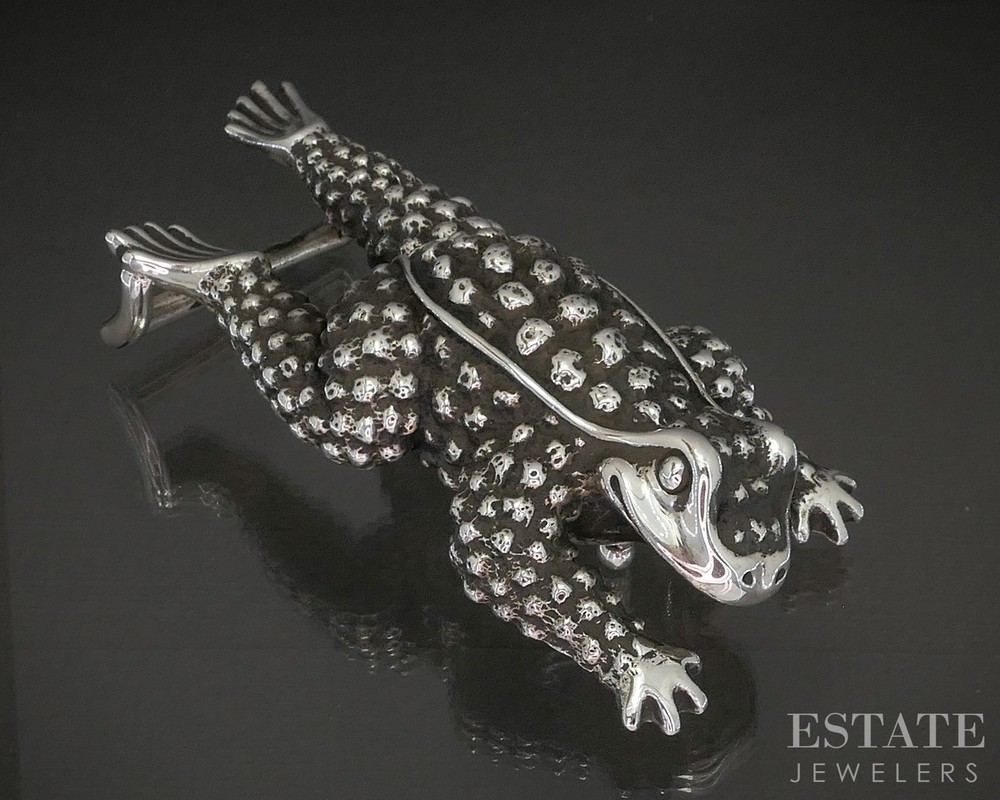 Vintage Sterling Barry Kieselstein-Cord Large Frog Mens Belt Buckle 142g p21550
